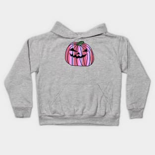 Blue Pink Stripes Halloween Horror Pumpkin Kids Hoodie